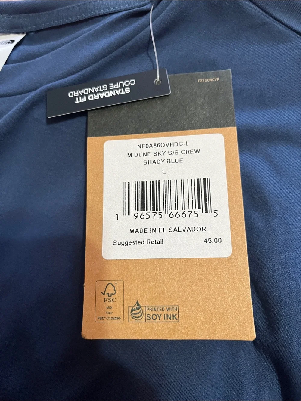 The North Face Dune Sky Crew Shirt Men’s Large Shady Blue Performance Tee NWT